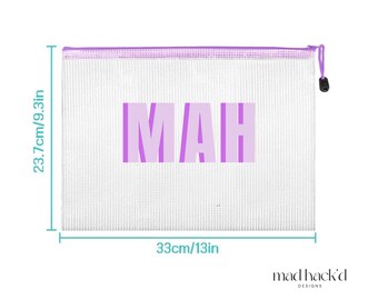 Gepersonaliseerde borduurtas | Op maat gemaakte ambachtelijke mesh-tas met permanent vinyl | Waterdichte naaitas | Met monogram