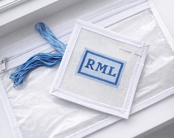 Kofferlabelset monogramborduurpunt – doe-het-zelfreiscadeau voor beginners