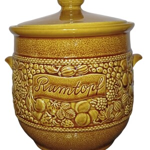 Vintage pot with lid Marzi & Remy Rumtopf with dark yellow salt glaze 3042.