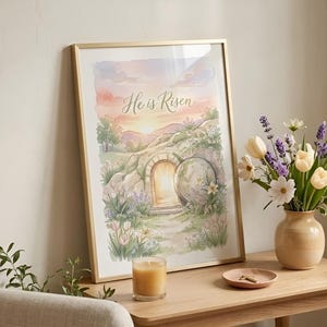 He Is Risen Wall Art, He Is Risen PNG, Christian Artwork, Bible Verse Art, Holy Week Decor, Spring Frame TV Art, Printable Wall Art