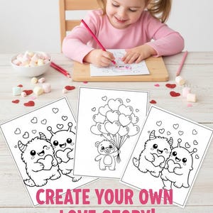 バレンタインデーの塗り絵（PDF）ロマンチックな愛の塗り絵ページを印刷して、カップル、子供、大人へのクリエイティブなバレンタインギフトに