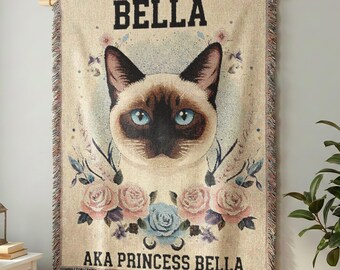 Funny Pet Name Woven Blanket, Personalized Cat Dog Nickname Throw, Custom Kitty Blanket