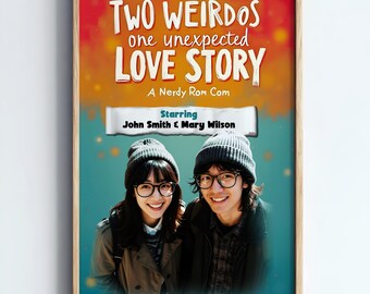 Customized Rom Com Movie Poster Print File - Personalized Photo Couple Gift, Digital Download, Wedding Present