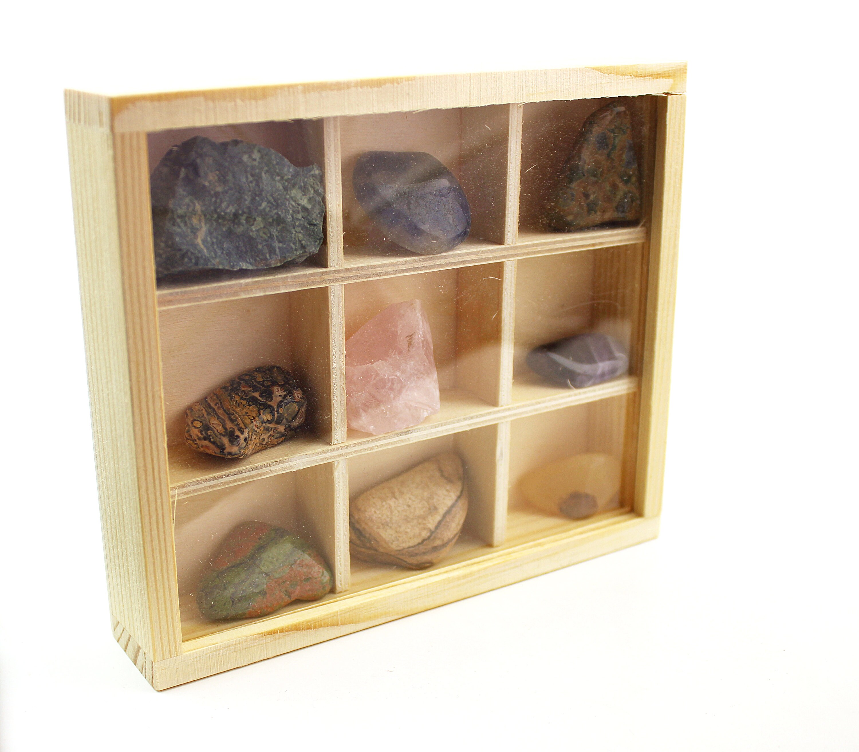 Crystal Set In Wood Display Case Crystal Starter Kit Home Etsy México