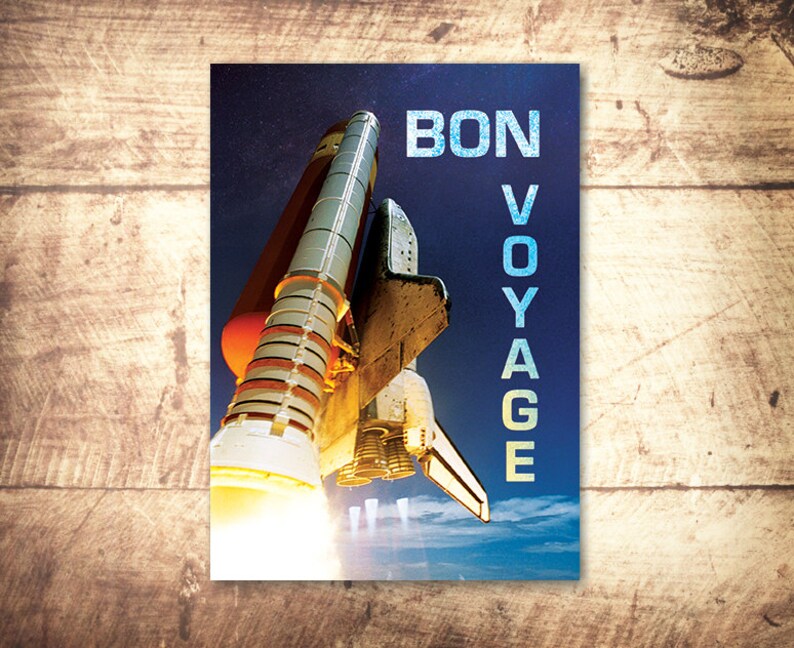 Printable Greeting Card Instant Download Bon Voyage Card, Farewell Card, Digital Art image 1