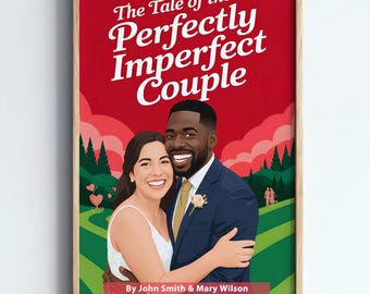 Personalized Fantasy Romance Book Cover Print - Customized Couple Photo Gift, Funny Wedding Present