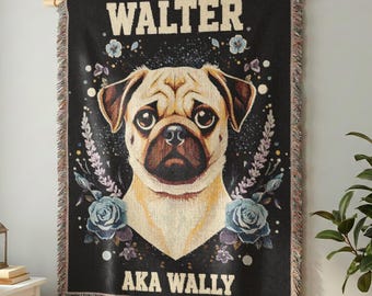 Pet Memorial Woven Blanket – Personalized Dog Loss Gift, Custom Cat Remembrance Throw, Sympathy Pet Keepsake