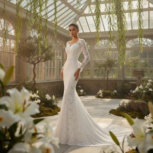 fishtail long sleeve wedding dress Fishtail - Mermaid, Long Sleeves - With Sleeves, Lace and Backless wedding dress Wedding Dress