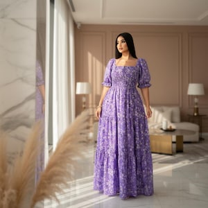 long flounced dress Tropical Flounce Midi Dress by EY Boutique
