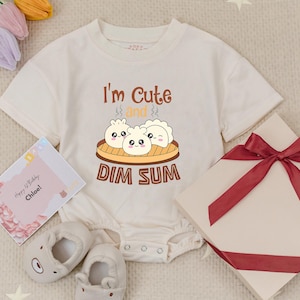 I&#39;m Cute And Dim Sum Baby Romper, Dimsum Baby Cute, Dumpling Baby Little Bao Babysuit, Cute Baby Shower Gift,Food Baby Gift for Newborn Gift