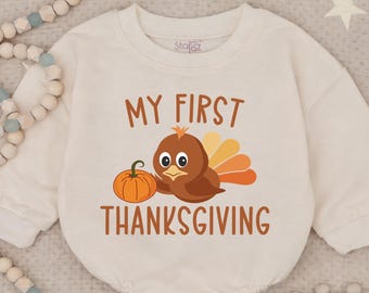 My First Thanksgiving Romper, Cute Autumn Clothes, Little Turkey Romper, First Thanksgiving Bodysuit, Baby Shower Gift, Turkey Day Outfit