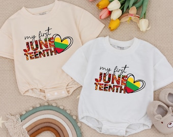 My First Juneteenth Baby Romper, Independence Day Baby Bodysuit, Juneteenth Baby Bodysuit, Black History Month Tees, Juneteenth Gifts