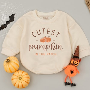 Cutest Pumpkin In The Patch Baby Romper,Newborn Thanksgiving,Fall Baby Clothes, First Thanksgiving Toddler, Baby First Halloween Costume