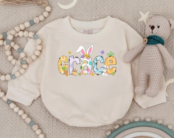 Personalized Name Easter Bodysuit For Baby, Custom Easter Baby Boy Girl Outfit, My First Easter Baby Bodysuit, Spring Baby Bodysuit