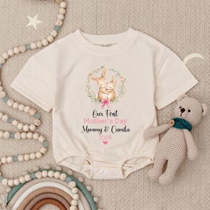Personalized First Mother&#39;s Day Rabbit Baby Romper, Mother&#39;s Day Gift 2025, First Time Mum,New Mum, Gifts For Her,Mother&#39;s Day Baby Bodysuit