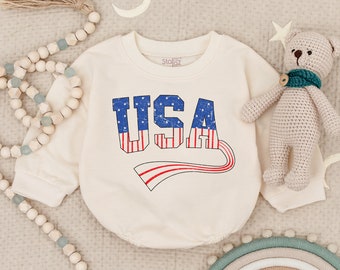 Usa Independence Day Romper, USA Baby Romper, Usa Baby, USA Baby Romper, Bubble Romper, USA Baby Sweatshirt, Patriotic Baby Sweatshirt