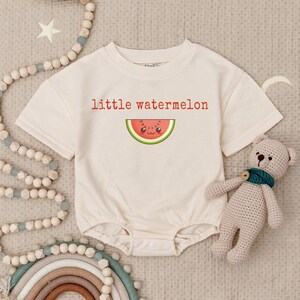 Little Watermelon Baby Romper, Minimalist Babysuit, Cute Watermelon Bodysuit, Fruit Babysuit,Vegan Baby Shower Gift,Bubble Romper,Summertime