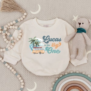 Personalized Big One 1st Birthday Baby Romper, Surf Themed 1st Birthday Party, Cake Smash Outfit for Baby, Summer Beach Surf Baby Bodysuit