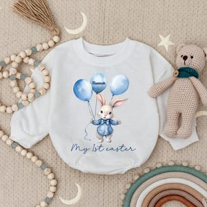 My First Easter Bunny Rabbit Baby Romper, 1st Easter Baby Romper, Custom Easter Gift for Baby Girl or Boy, Baby&#39;s 1st Easter