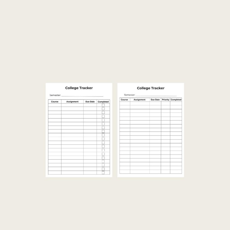 Student Assignment Tracker Printable PDF, Homework Log, College Planner ...