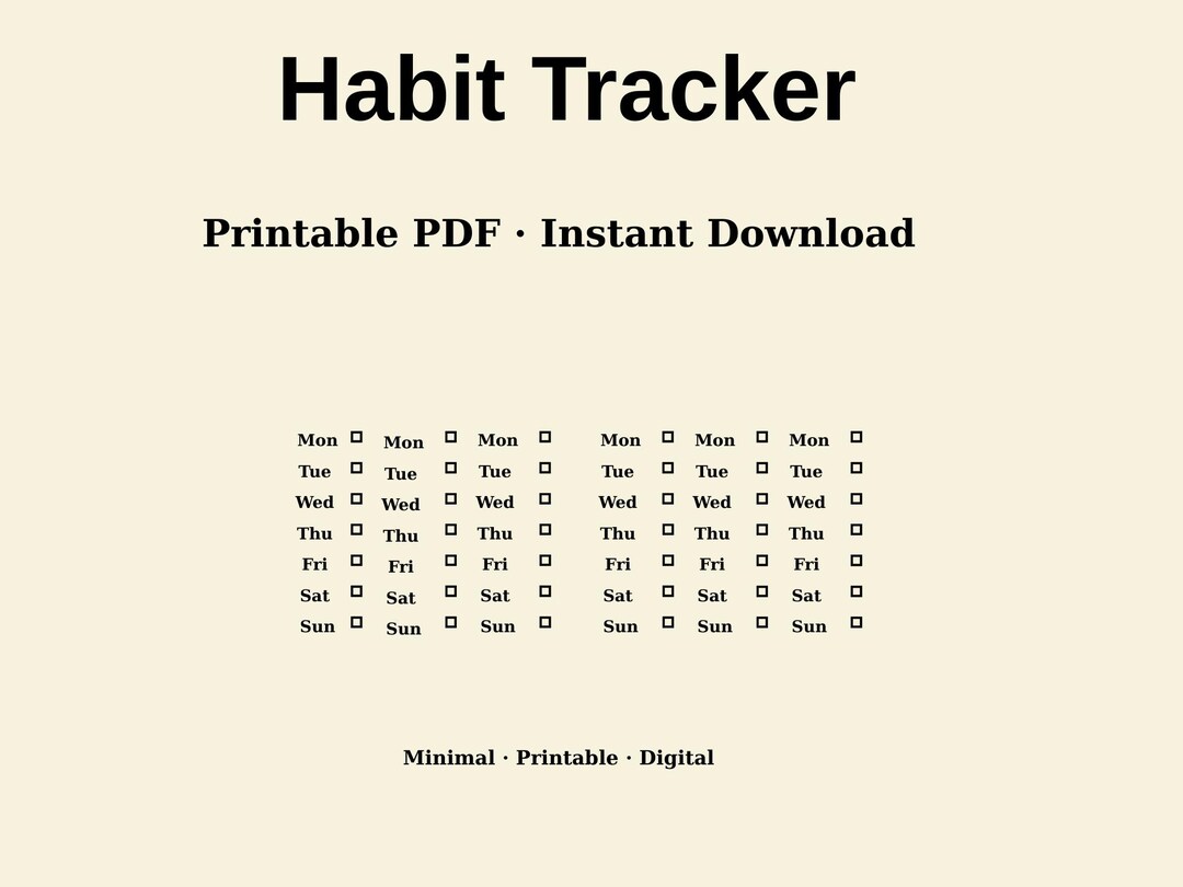 Minimalist Habit Tracker Printable, Daily Routine Planner (A4 PDF ...