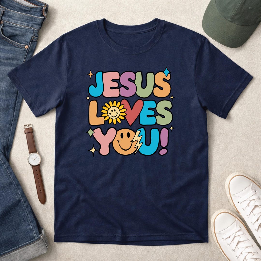 Jesus Loves You T-shirt, Retro Christian Tee, Youth Group Gift - Etsy
