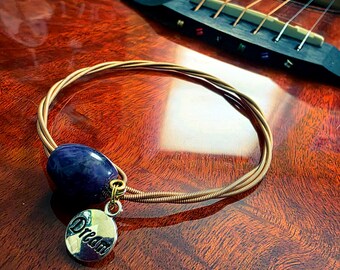 Guitar String Bracelet with Crystal & Charm