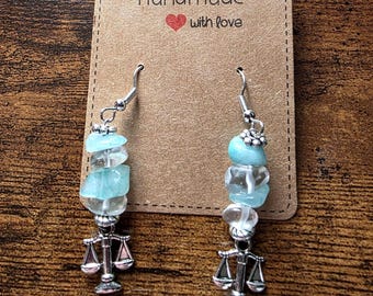 Crystal Earrings With Zodiac Charm