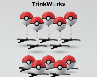 Poke Ball Sprout Clips | Bouncy Rave EDM Festival Accessory | Anime Fan Hair Clip | Kandi Trade Gift