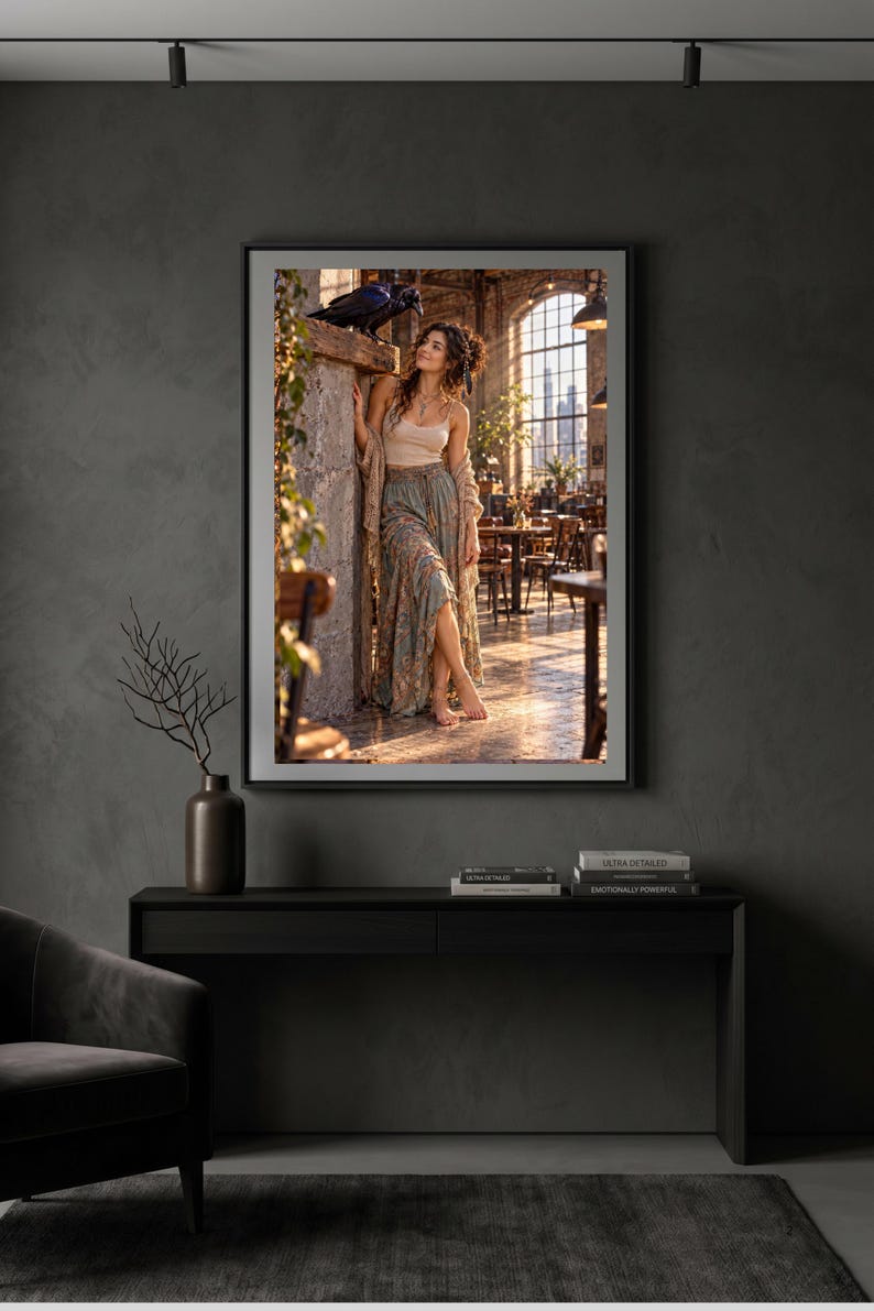Dialogue of Glances – Woman and Raven Wall Art | Spiritual Crow Artwork ...