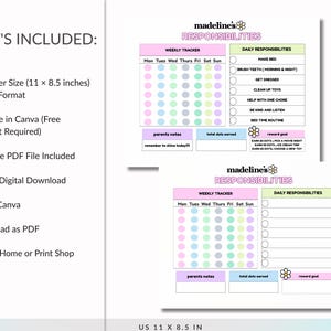 kids chore and responsibility tracker printable