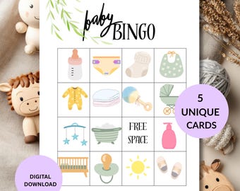 Neutralna gra bingo dla dzieci do druku | Minimalistyczna zabawa na imprezę | Pobierz natychmiast