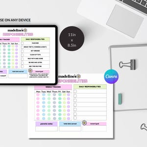 editable printable kids responsibility template