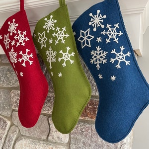 Handmade Wool Felt Christmas Stocking: Celebrate with a Snowflakes Stocking at the Holidays image 4