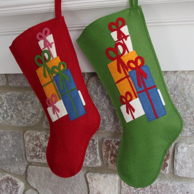 Handmade Wool Felt Christmas Stocking Celebrate With Gifts Etsy