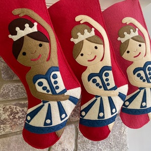 Handmade Wool Felt Christmas Stocking: Celebrate with this Sugar Plum Fairy Nutcracker Ballerina at the Holidays image 2