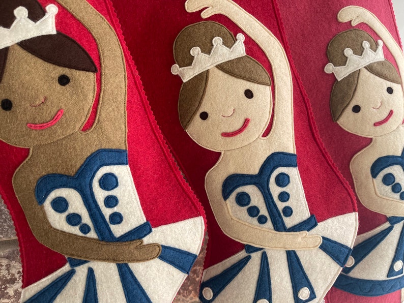 Handmade Wool Felt Christmas Stocking: Celebrate with this Sugar Plum Fairy Nutcracker Ballerina at the Holidays image 3
