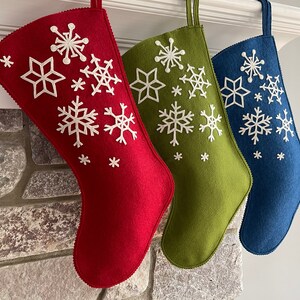 Handmade Wool Felt Christmas Stocking: Celebrate with a Snowflakes Stocking at the Holidays image 5