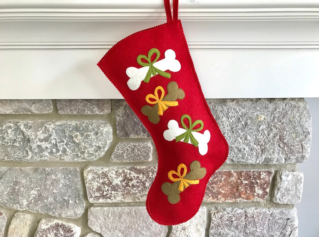 Handmade Wool Felt Christmas Stocking Celebrate Your Puppy Etsy