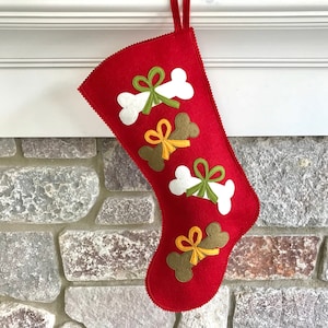 Handmade Wool Felt Christmas Stocking: Celebrate your Puppy Dog at the Holidays!