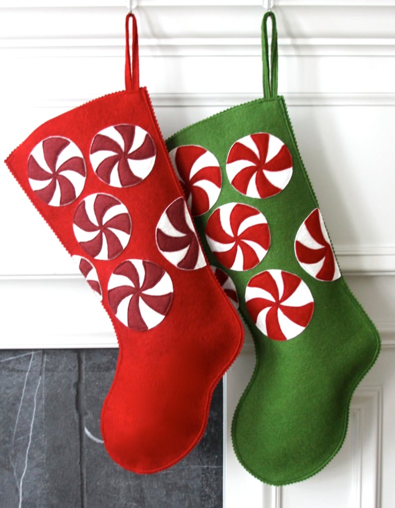 Handmade Wool Felt Christmas Stocking Celebrate with GREEN Etsy