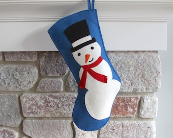 Handmade Wool Felt Christmas Stocking: Celebrate with a Snowman at the Holidays!