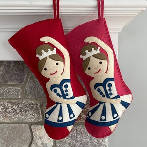 Handmade Wool Felt Christmas Stocking: Celebrate with this Sugar Plum Fairy Nutcracker Ballerina at the Holidays image 6