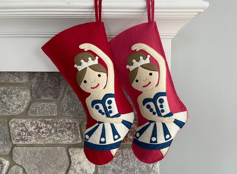 Handmade Wool Felt Christmas Stocking: Celebrate with this Sugar Plum Fairy Nutcracker Ballerina at the Holidays image 6