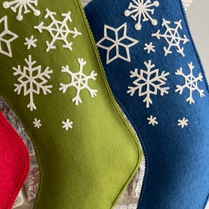 Handmade Wool Felt Christmas Stocking: Celebrate with a Snowflakes Stocking at the Holidays image 2