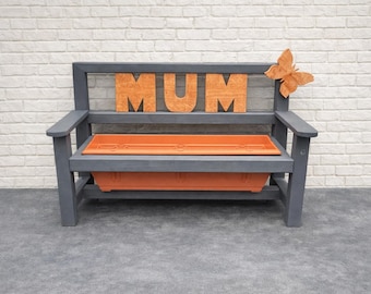 Personalised Wooden Bench Planters - Pots Included
