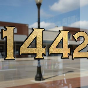 Gold Leaf Address Number Decal | Vintage Style Personalized Vinyl | Other Metallics Available