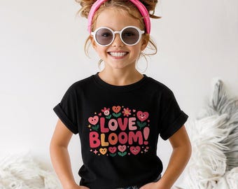 Love Bloom Kids Valentine SVG PNG | Schattig hart bloem Valentijn ontwerp | Valentijnsshirt met afbeelding voor kinderen | Digitale download