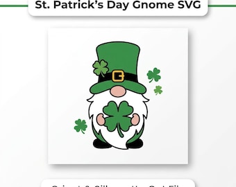 Lucky gnome svg, st patricks dag Ierse kabouters, klaver kabouter kabouter, lasergesneden kabouter bestand (directe digitale download)