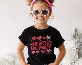 Hearts Everywhere Valentine SVG PNG | Leuk hartontwerp voor kinderen | Grafisch valentijnsshirt | Valentijnsclipart kinderen | Direct downloaden